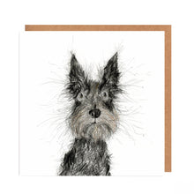 Load image into Gallery viewer, Illustration of a dog's face on a white background with a wooden frame.