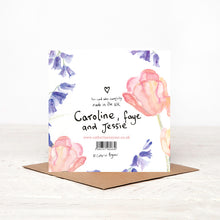 Load image into Gallery viewer, Caroline, Faye and Jessie Bluebell Mice Birthday Card