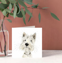 Load image into Gallery viewer, Greeting card with a dog illustration next to a vase with greenery on a pink background