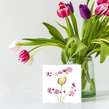 Load image into Gallery viewer, Vase of colorful tulips with a matching card on a white background