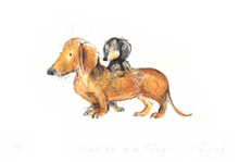 Load image into Gallery viewer, &#39;Matilda and Robyn&#39; dachshund A5 Print