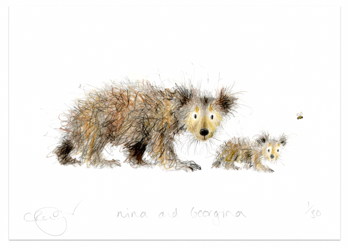 'Nina and Georgina' two bears A5 Print