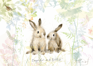 'Seymour and Betty' two bunnies A5 Print