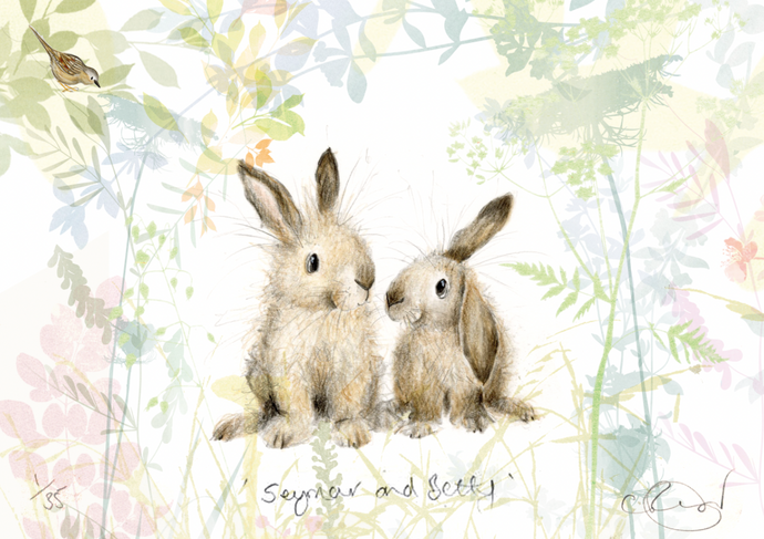 'Seymour and Betty' two bunnies A5 Print