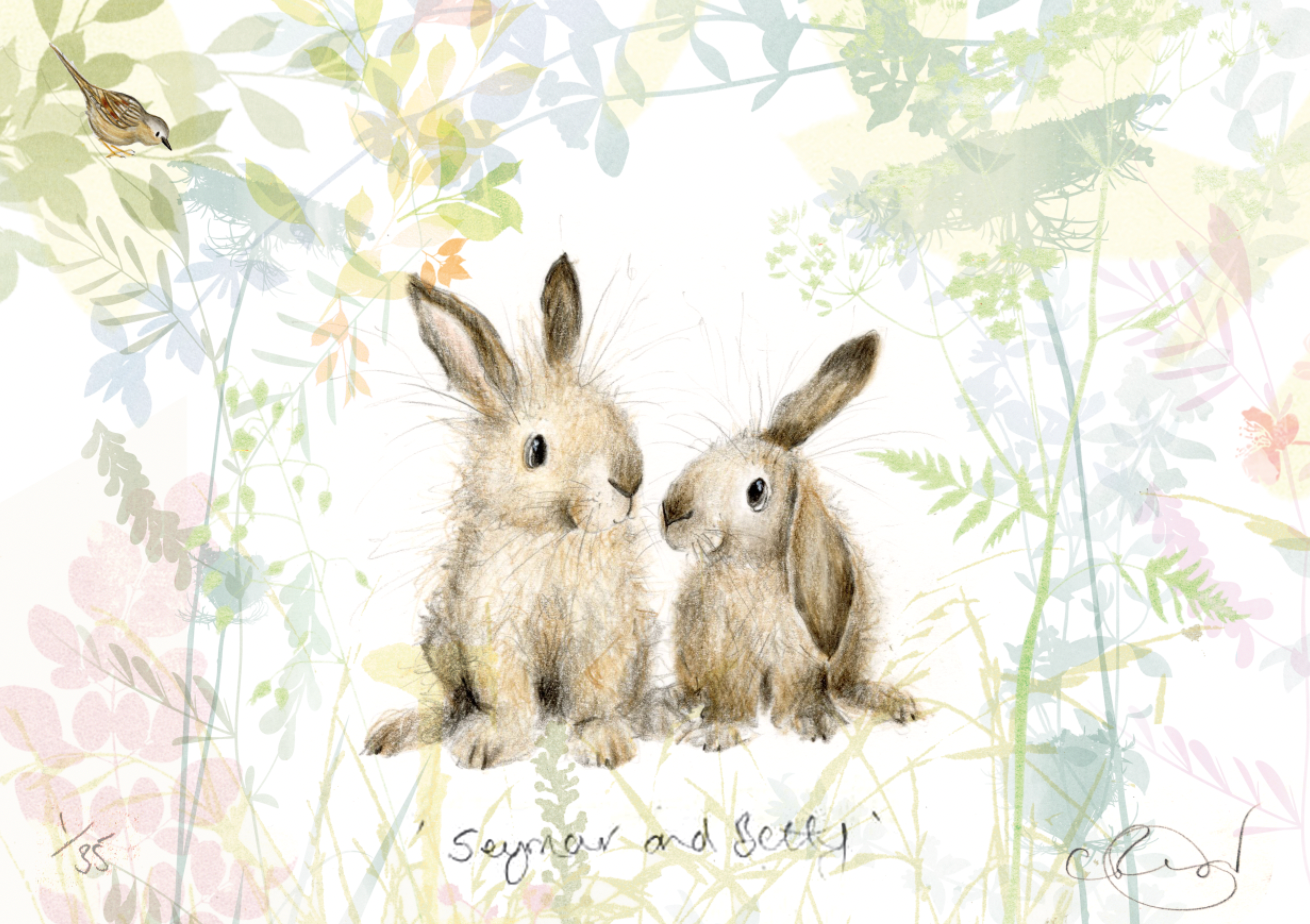 'Seymour and Betty' two bunnies A5 Print