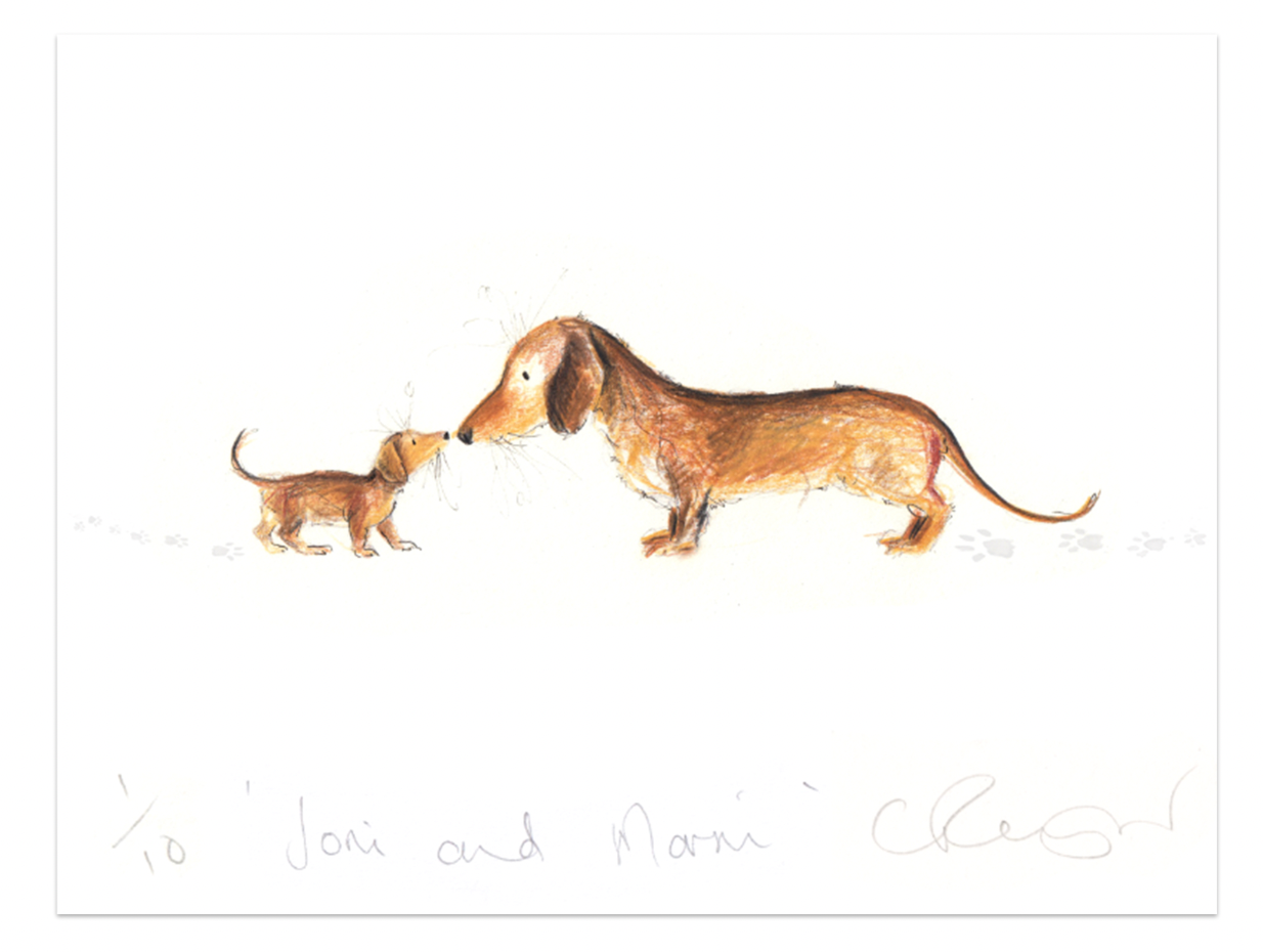 'Joni and Marnie' A5 dachshunds Print