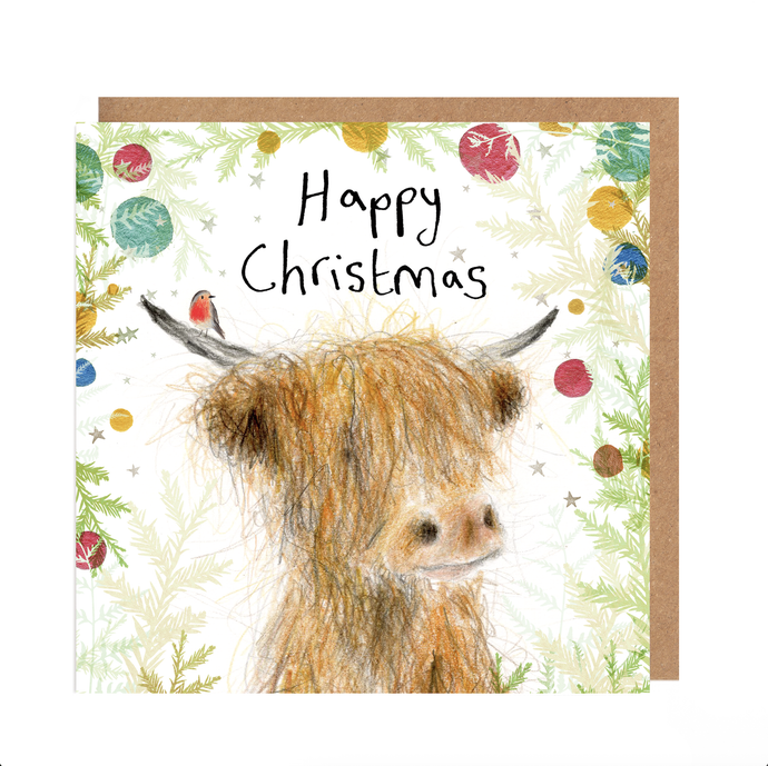 Fergal Highland Cow Charity Christmas Card