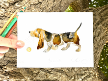 Load image into Gallery viewer, Bennet Basset Hound – A5 Giclée Print (Limited Edition)