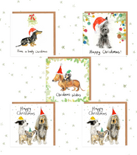 Load image into Gallery viewer, Festive Dogs - Charity Christmas Card Bundle of 5