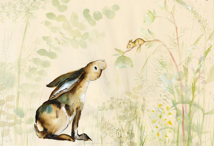 'Josephine and Bobby' (framed hare and mouse original painting) SOLD