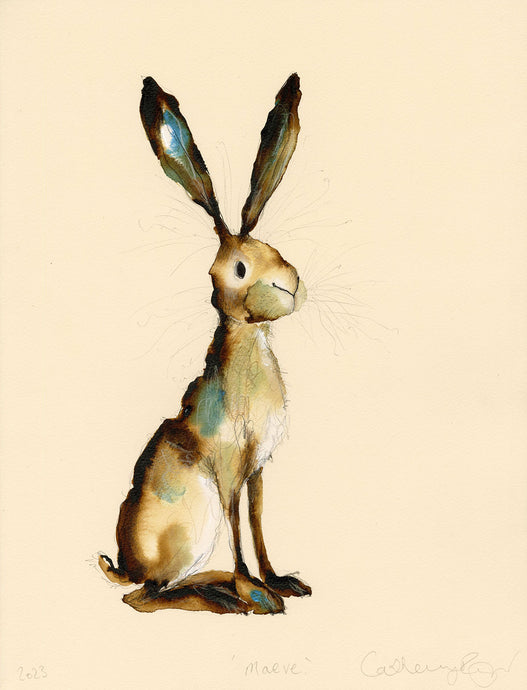 'Maeve' (framed hare original painting)