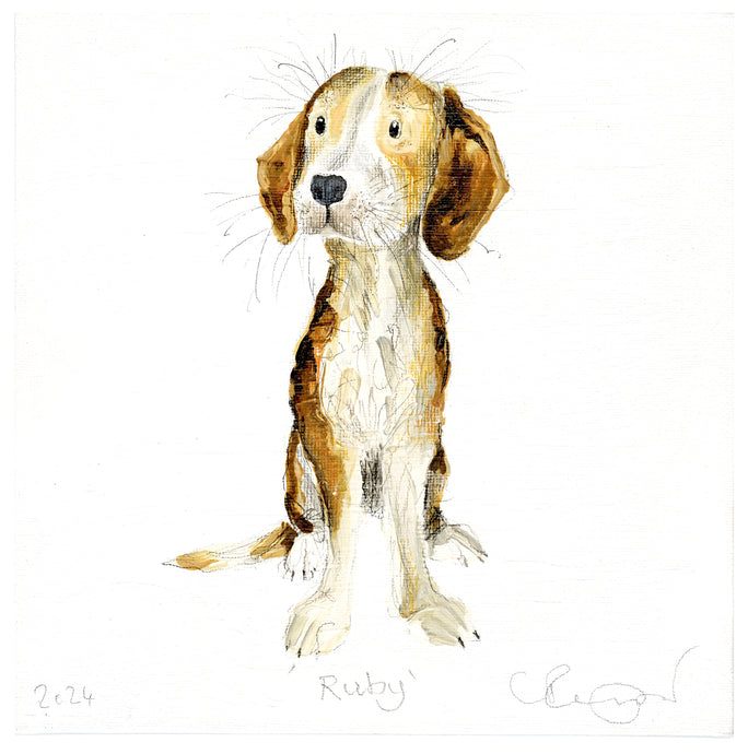 'Ruby' (Beagle original painting - framed) SOLD
