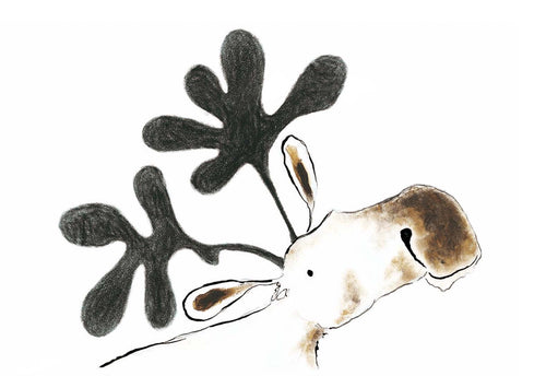 Character illustration of Ernest the moose from Ernest, the Moose Who Doesn’t Fit, featuring a large, friendly moose in a whimsical style.