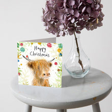 Load image into Gallery viewer, Fergal Highland Cow Charity Christmas Card