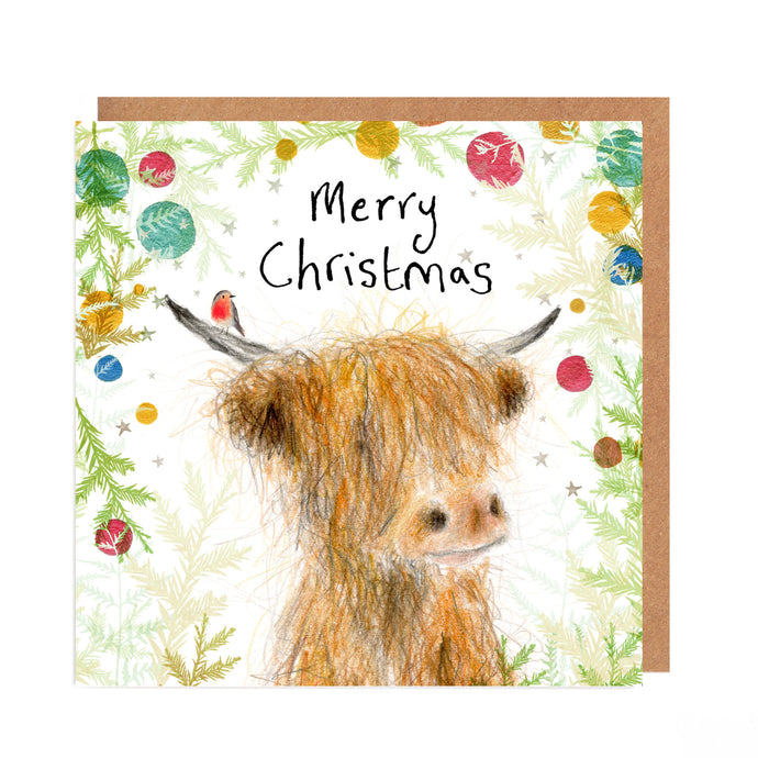 Charity Christmas Card - Fergal Highland Cow