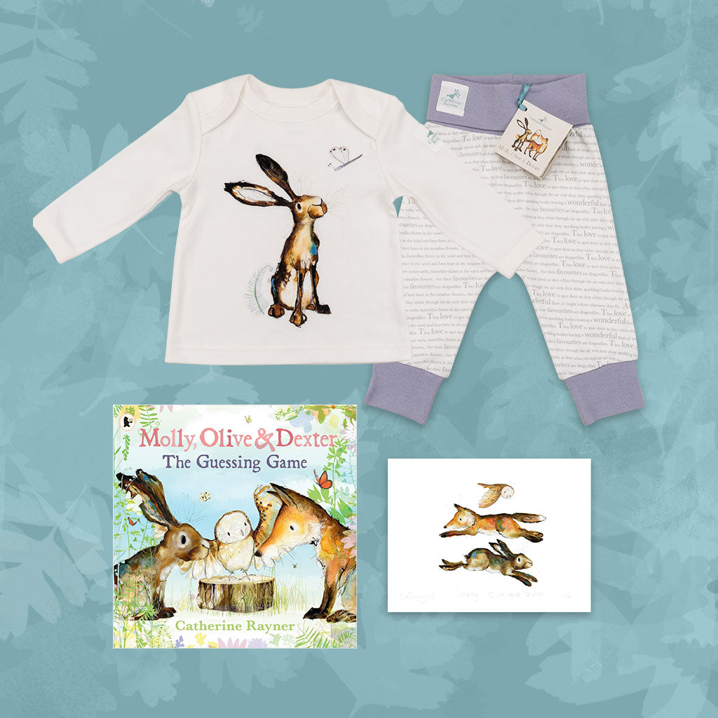 Limited Edition Snuggle Bundle - Book, Print and Matching PJ Baby Gift Set - Molly Hare