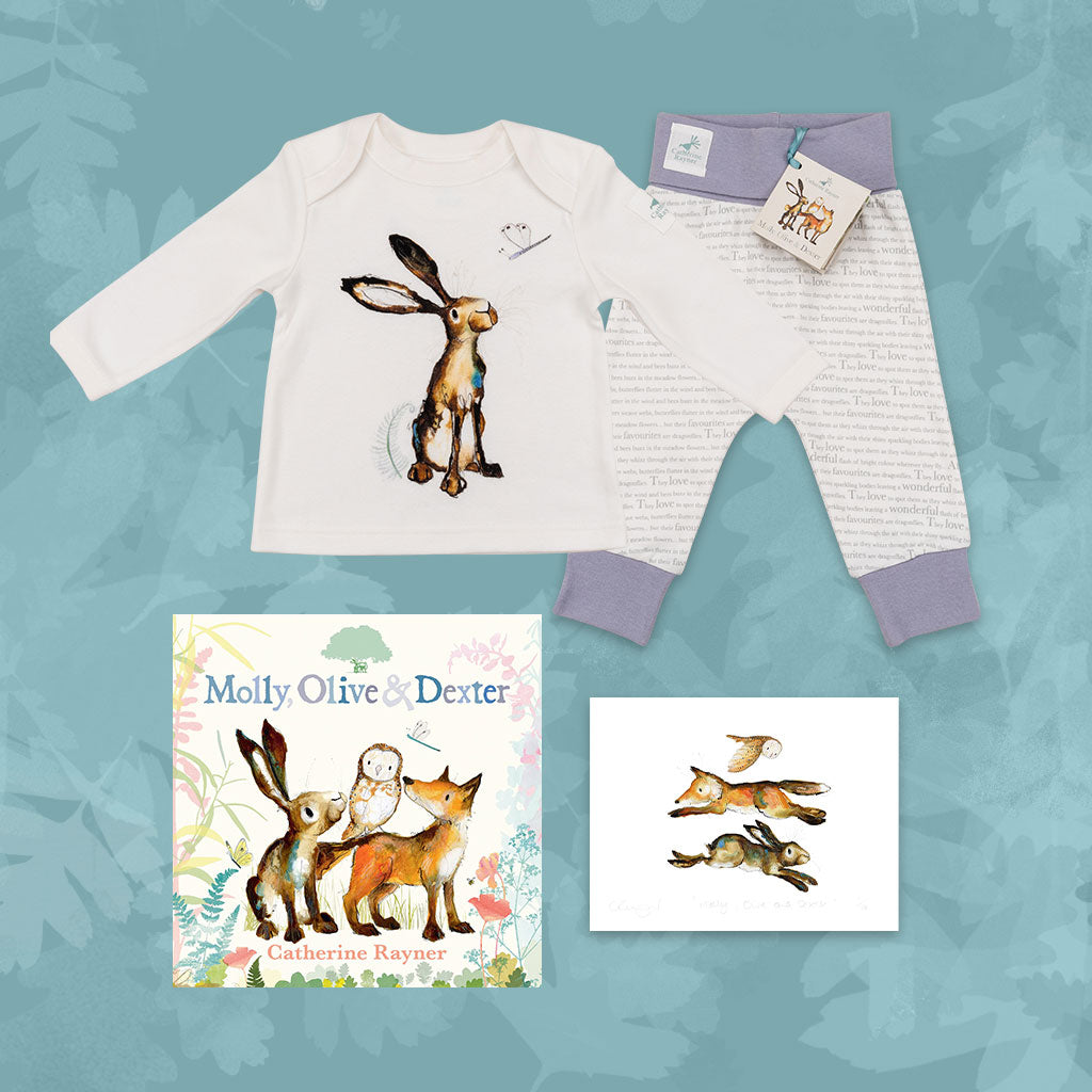 Limited Edition Snuggle Bundle - Book, Print and Matching PJ Baby Gift Set - Molly Hare