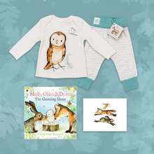 Load image into Gallery viewer, Limited Edition Snuggle Bundle - Book, Print and Matching PJ Baby Gift Set - Olive Owl