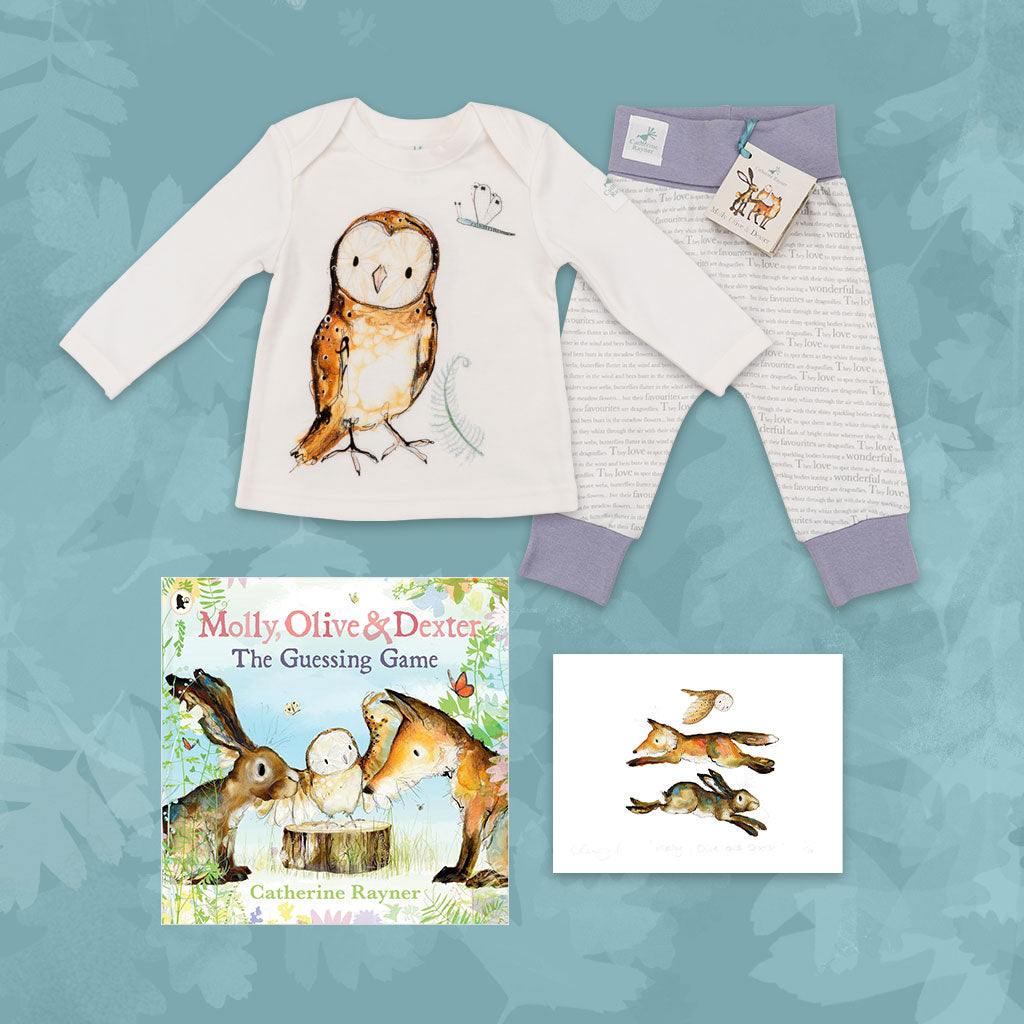 Limited Edition Snuggle Bundle - Book, Print and Matching PJ Baby Gift Set - Olive Owl