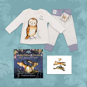 Limited Edition Snuggle Bundle - Book, Print and Matching PJ Baby Gift Set - Olive Owl