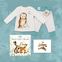Load image into Gallery viewer, Limited Edition Snuggle Bundle - Book, Print and Matching PJ Baby Gift Set - Olive Owl