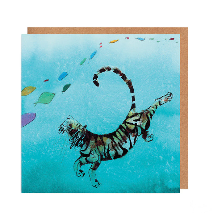 Augustus Swimming Tiger Card Blank