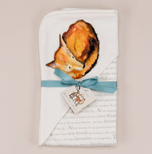 Load image into Gallery viewer, Dexter fox wrap blanket folded with ribbon and storybook tag