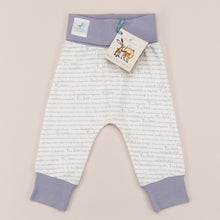 Load image into Gallery viewer, Unisex joggers for babies aged 0-2 years with exclusive Storytime print and  dusky heather trim, laid flat on a cream background.