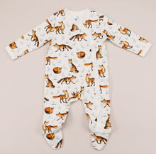 Load image into Gallery viewer,  Fox print baby grow laid flat