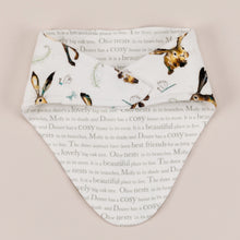 Load image into Gallery viewer, Molly hare bandana bib back, featuring storytime text