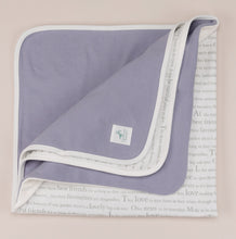 Load image into Gallery viewer, Olive owl baby blanket folded to show dusky heather lining