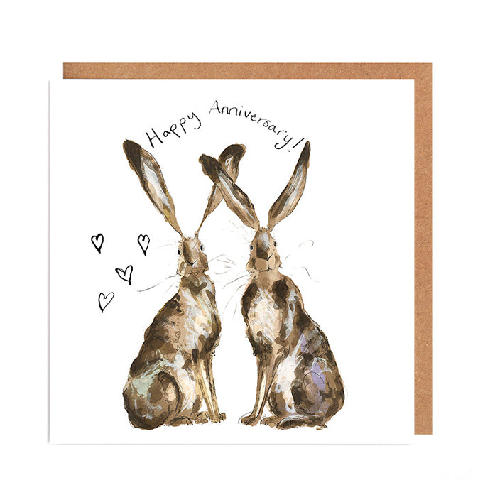 Pair of Hares Anniversary card - 'Lil & Gina'
