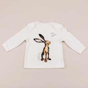 Molly the hare long sleeve t-shirt front, laid flat