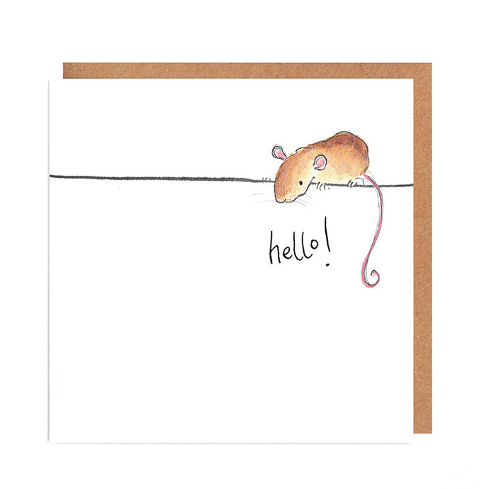 Violet Mouse greetings card - 'Hello'