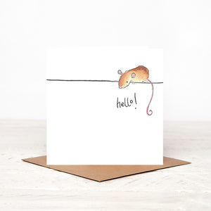 Violet Mouse greetings card - 'Hello'