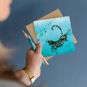 Augustus Swimming Tiger Card Blank