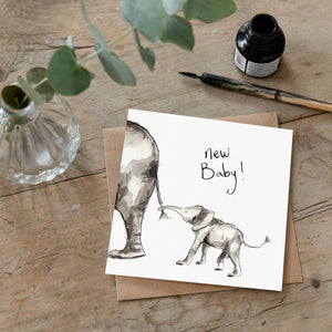 Elephant New Baby Card - Ava & Ayla