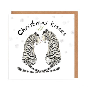 card features white tiger couple smiling at each other