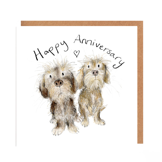 Gunther and Freya Wire Haired Dachshunds Anniversary Card