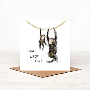 Jocelyn and Vanessa Chimpanzee New Little One Card