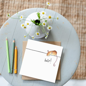 Violet Mouse Hello Card
